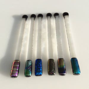 Set of six dichroic fused glass swizzle sticks image 4