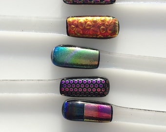 Juego de seis palitos para cócteles de vidrio fundido dicroico