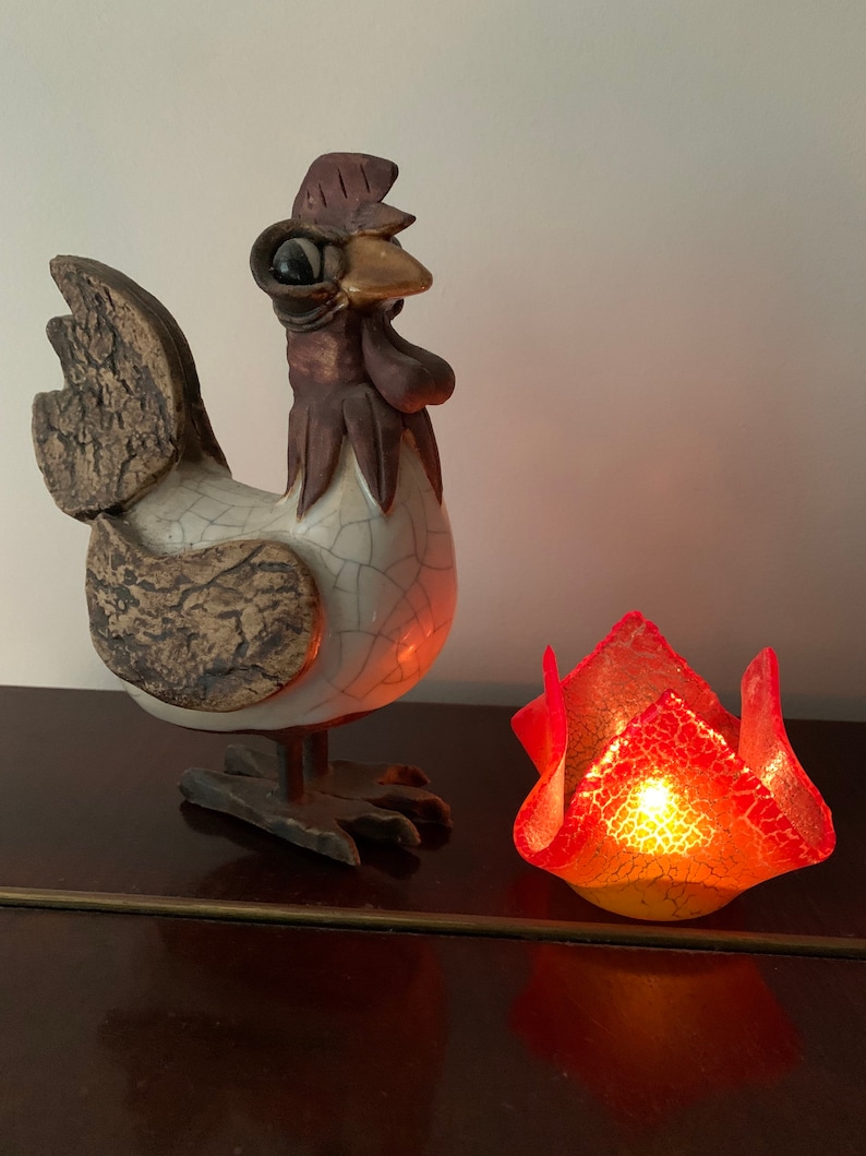 Flammen-Teelicht, Teelichthalter aus Glas, rotes und orangefarbenes Votivlicht Bild 7