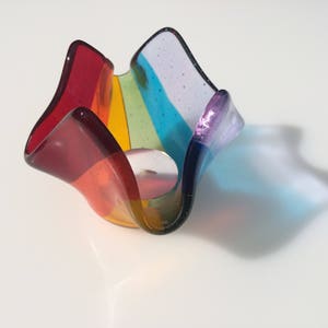 Rainbow fused glass tea light holder, rainbow candle holder, rainbow votive image 4