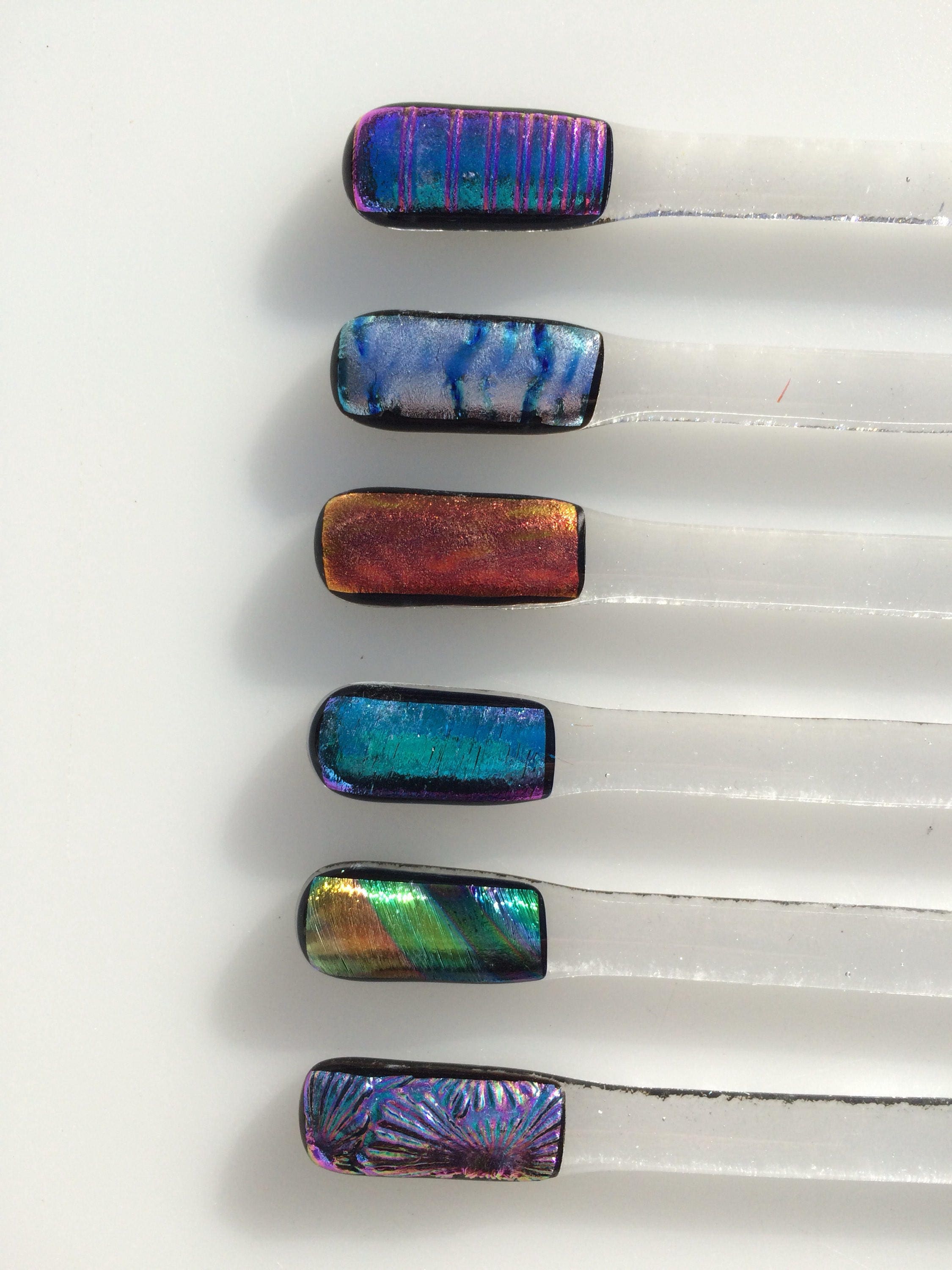 Dichroic fused glass drinks stirrers /swizzle sticks