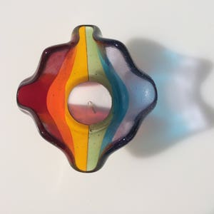 Rainbow fused glass tea light holder, rainbow candle holder, rainbow votive image 8