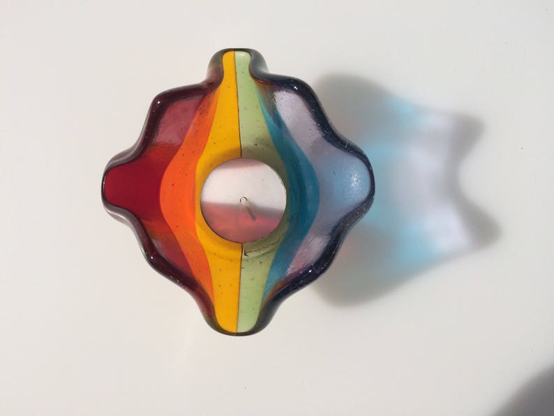 Rainbow fused glass tea light holder, rainbow candle holder, rainbow votive image 8