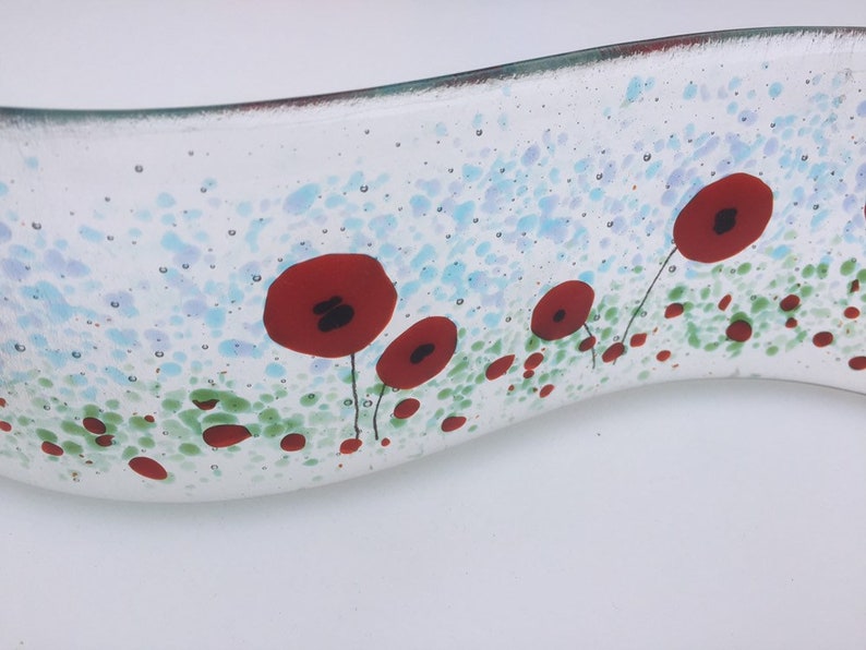 Poppy wave meadow glass wave red flower suncatcher