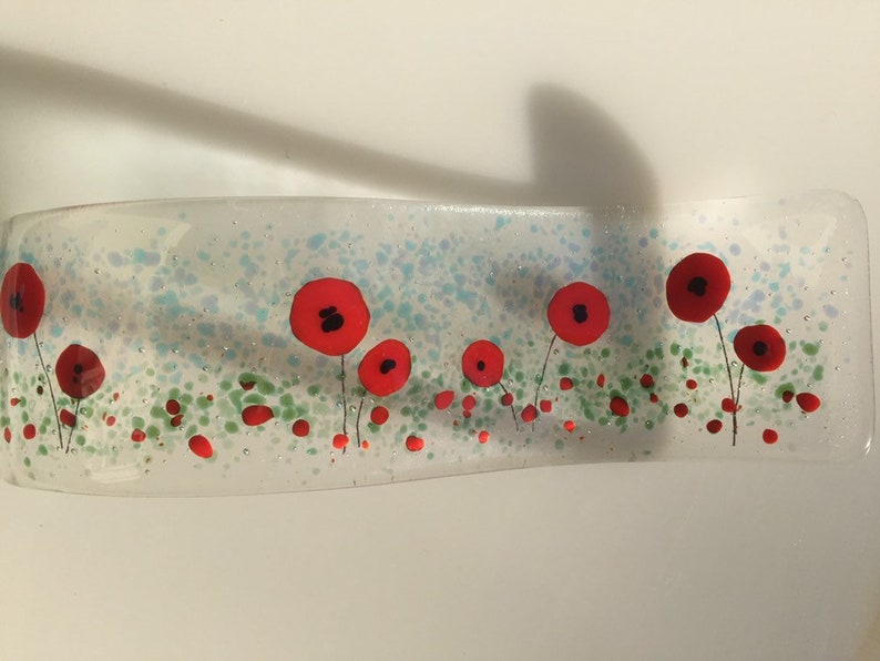 Poppy wave meadow glass wave red flower suncatcher