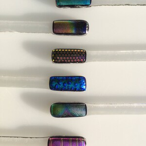 Set of six dichroic fused glass swizzle sticks image 3