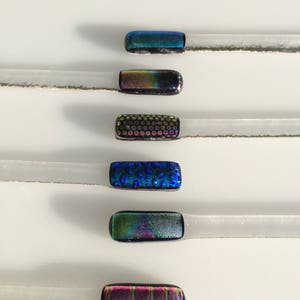 Set of six dichroic fused glass swizzle sticks image 6