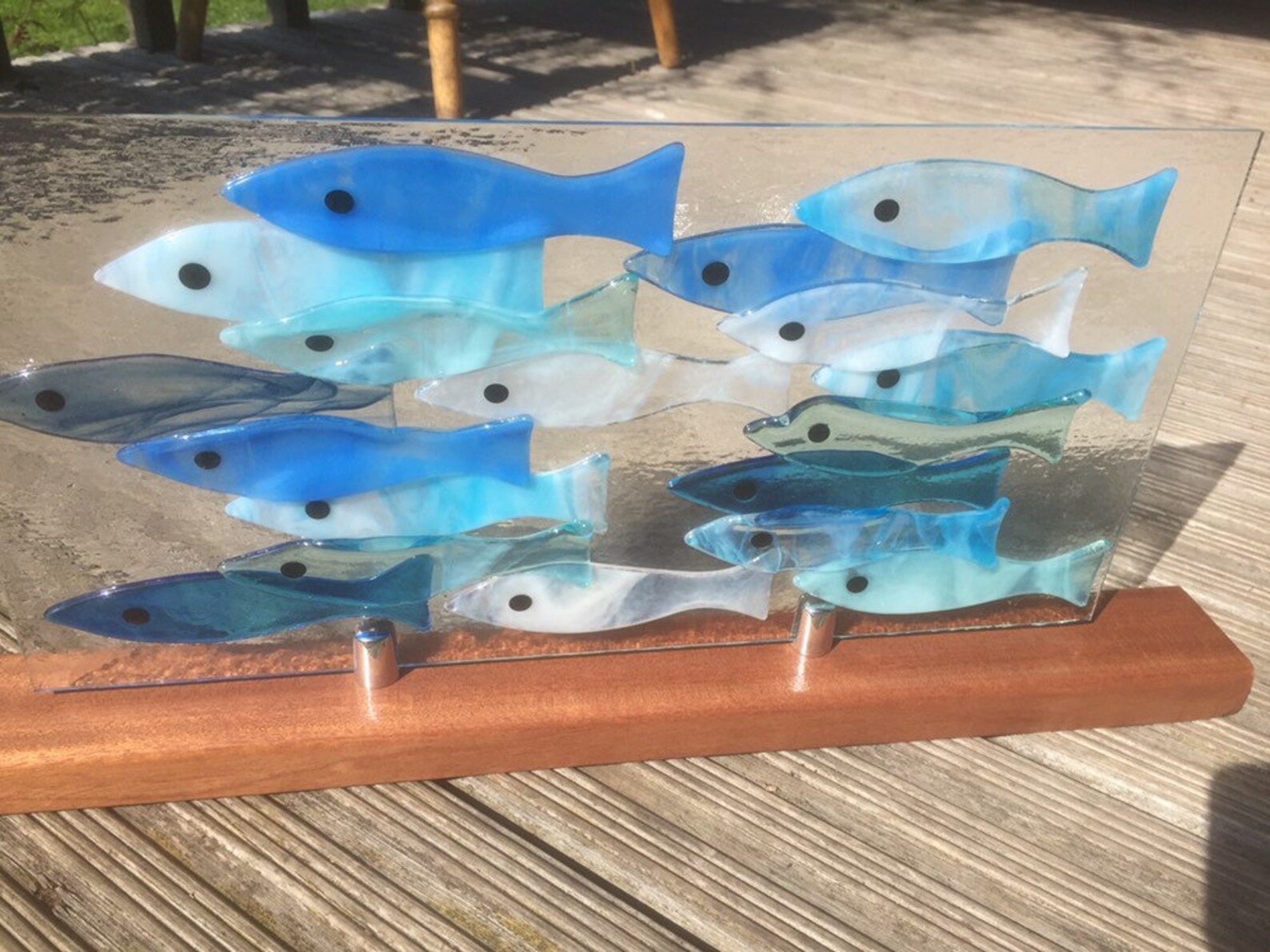 School of blue fish fused glass fish wall art mounted shoal Etsy