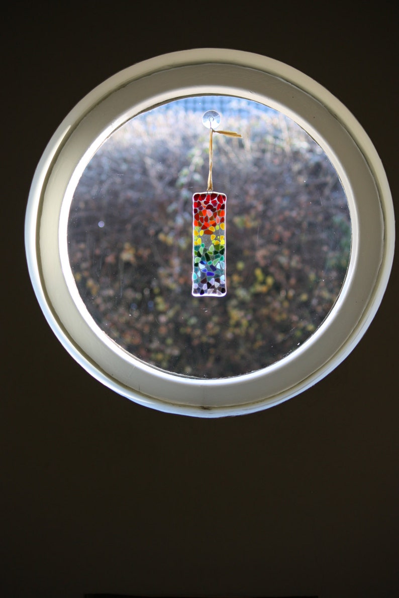 Rainbow fused glass suncatcher / sun catcher image 4