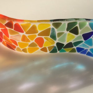Rainbow fused glass wave, mosaic rainbow sun catcher