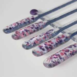 6er Set Cocktail-Stäbchen in Pink und Lila aus Fusing-Glas