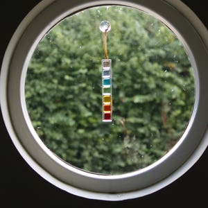 Chakra suncatcher, a fused glass sun catcher with the seven chakras, rainbow suncatcher image 4