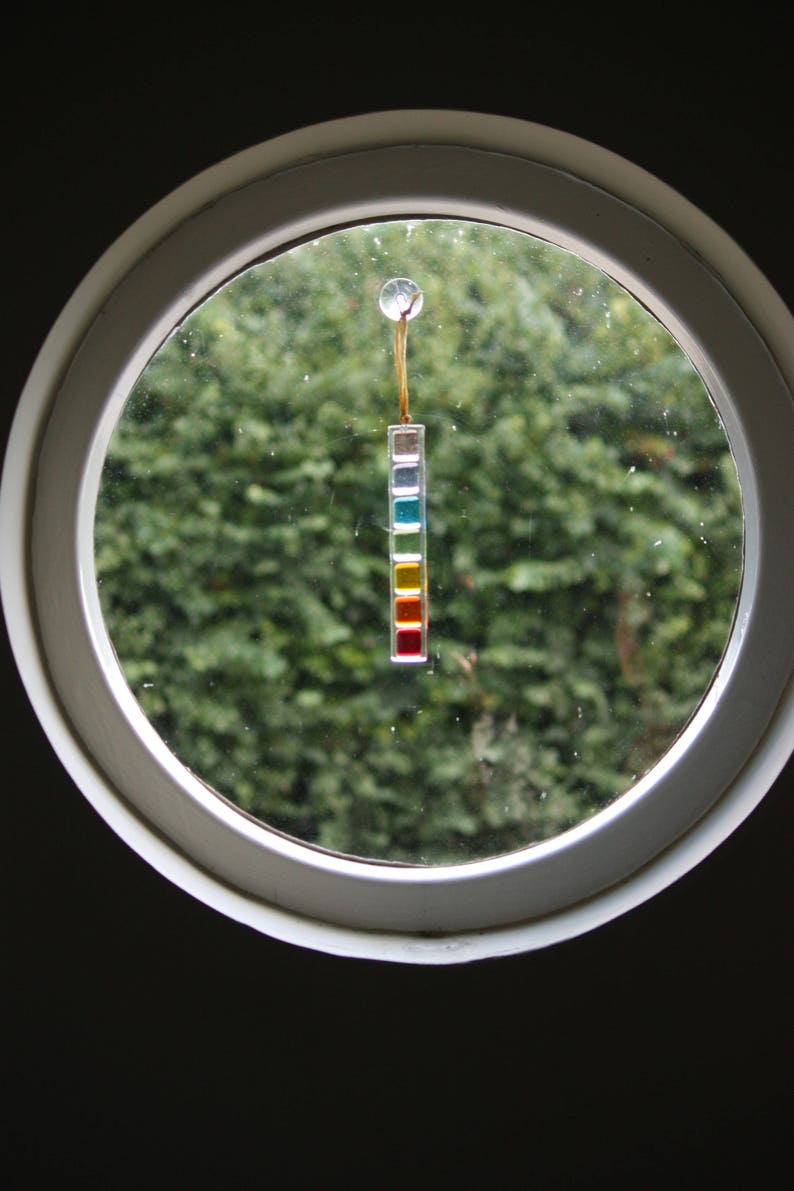 Chakra suncatcher, a fused glass sun catcher with the seven chakras, rainbow suncatcher image 4