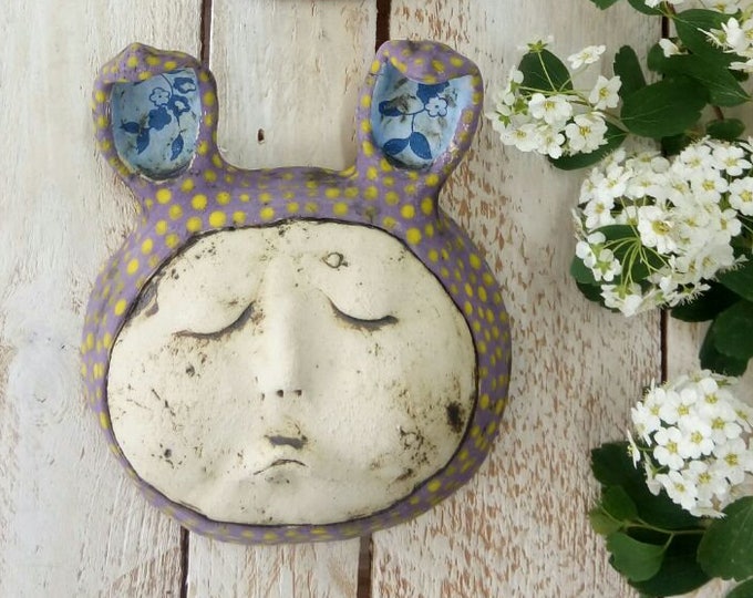 Ceramic Wall Art, Ceramic Wall Hanging, Clay Faces, Unique Gift, One of a Kind, Home Decor