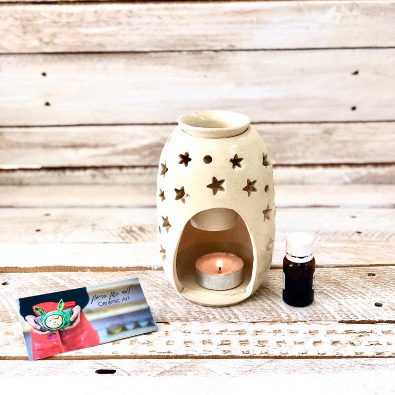 Ceramic oil burner, Christmas oil diffuser, aromatherapy diffuser, essential oil burner, romantic decor, unique feminist Christmas gift. image 3