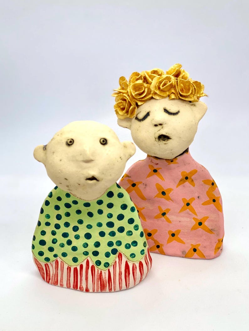 Grumpy Sculpture , Figurative Ornament, Ceramic Lovers Gift, Cute