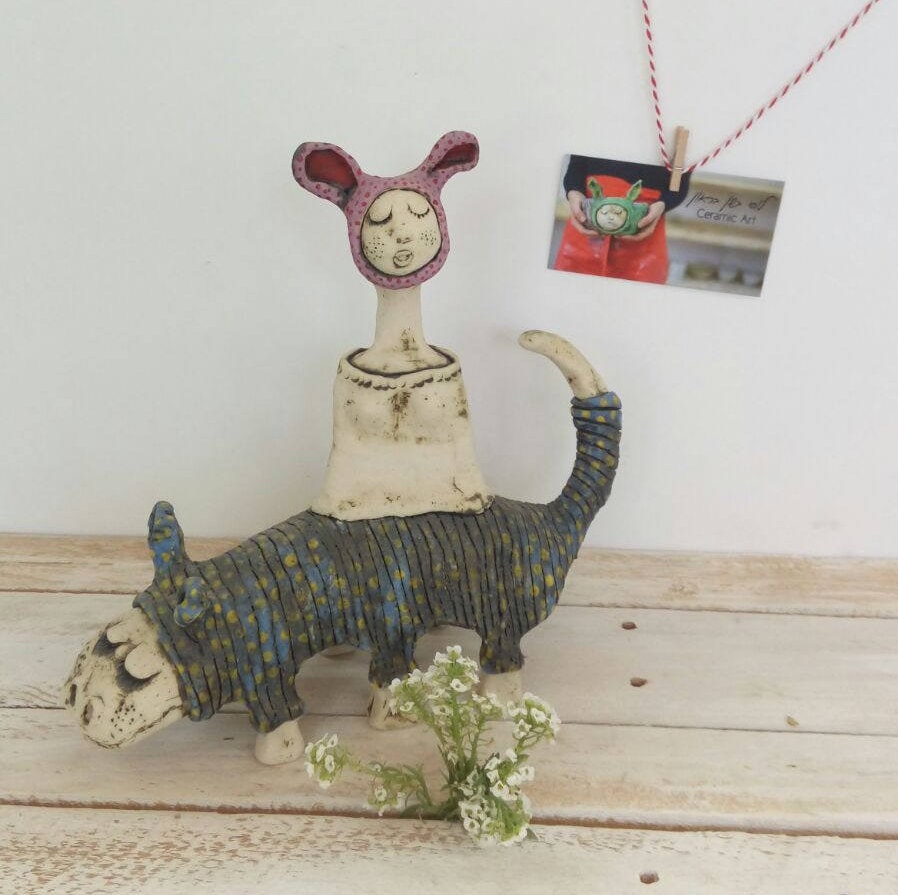 Ceramic animal colorful ceramics modern art original art Etsy