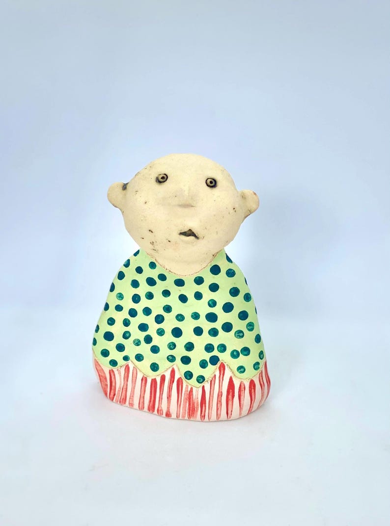 Grumpy Sculpture , Figurative Ornament, Ceramic Lovers Gift, Cute
