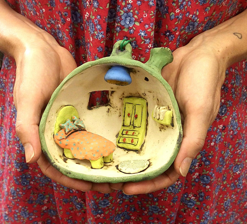 Clay houses ceramic art rustic home decor miniature clay Etsy