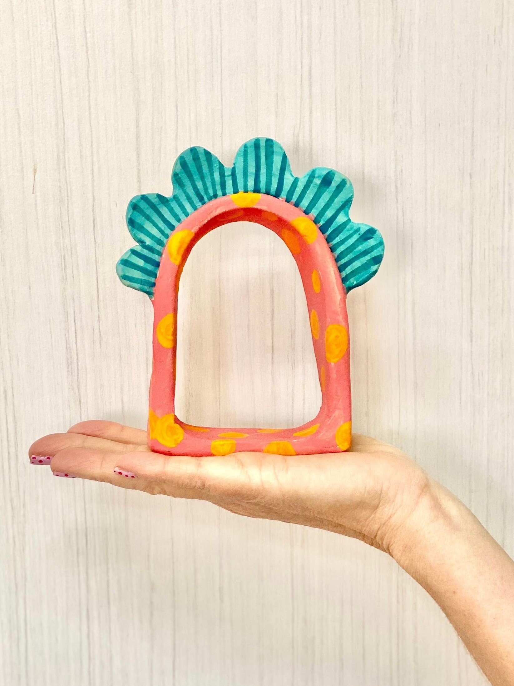 Adorable wall art, colorful  wall hanging ,pink wall art, art therapy gift, funky wall art, ceramic wall decorations, funky wall hanging