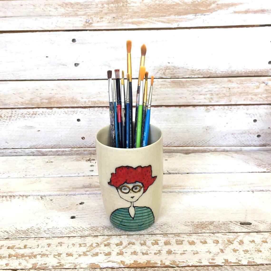 Ceramic pen holder office storage pencil holder pen holder Etsy