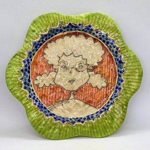 Decorative ceramic plate, unique painted ceramic plate, unique home decor gift, support Israel artists, colorful art plate, plate art.