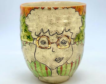 Handmade Ceramic Mug, Gold Luster Glasses, Expressive Art Cup