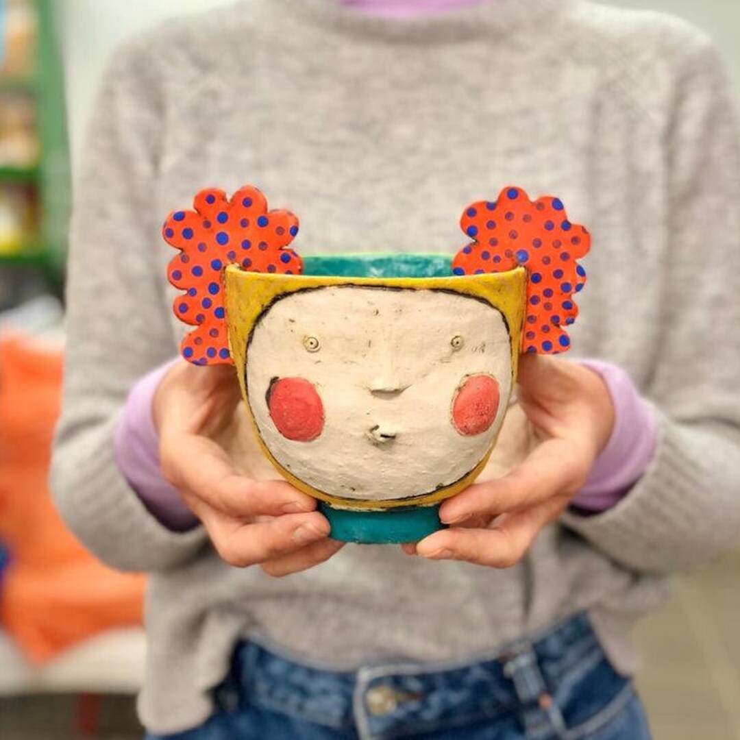 Colorful Decorative Bowl, Funky Ceramic Bowl, Unique Decorative Bowl