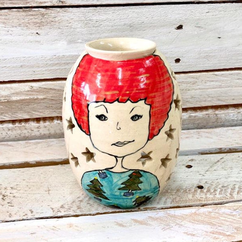 Ceramic oil burner, Christmas oil diffuser, aromatherapy diffuser, essential oil burner, romantic decor, unique feminist Christmas gift. image 2