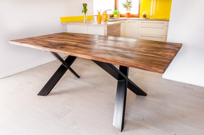 Mesa comedor nogal real hecha a mano mesa Industrial acero X | Etsy Mesa comedor nogal real hecha a mano mesa Industrial acero X | Etsy