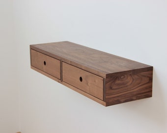 Walnut Floating Console Table with two Drawers, Walnut Organizer, Entryway table, Hallway table, Table d'entree