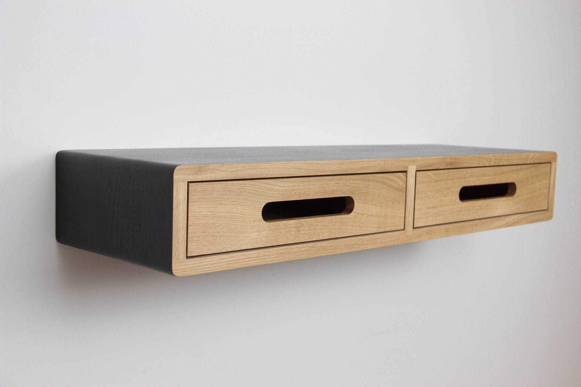 Floating Console Table With Two Drawers Entryway Organizer