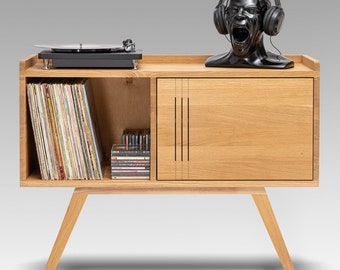 Opslag voor vinylplaten, draaitafelstandaard, vinylkast, hifi-rek, audiostandaard, vinylopslag, muziekconsole, audiorek