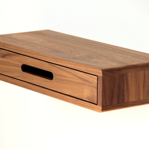 Solid American Walnut Floating Console Table With Drawer Etsy