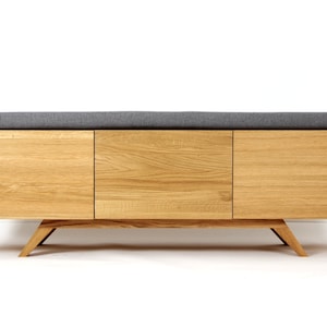 OTTO 130,  Entryway/Hallway Bench with Doors, Shoe Storage Shoe Bench Solid Oak Hallway Seat Shoe Organizer Shoe Rack