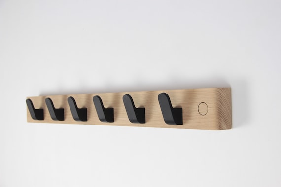 Six Hooks Scandinavian Design Coat Rack Modern Entryway Key Holder Solid Oak Wood Rack Etsy