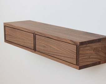 Walnut Floating Console Table with two Drawers, Walnut Organizer, Entryway table, Hallway table, Table d'entree, Eingangtisch