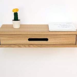 NOAH 60 Floating Console Table with Drawer, Entryway Organizer Table, Solid Oak Wood, Entryway Wooden Table, Hallway, Eingang Tisch