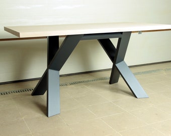 Handgemachter Eichen dinning Table, IndustrieTisch Stahl X Beine Massivholz Dinning Tisch Tisch Modern Möbel Eichentisch Tisch en Chene