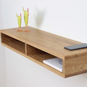 Floating Console Table, Wall Mounted Entryway Organizer, Solid Wood Side Table, Wooden Konsole, Wall Mount