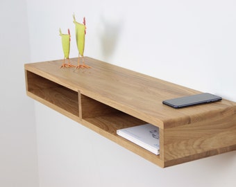 Floating Console Table, Wall Mounted Entryway Organizer, Solid Wood Side Table, Wooden Konsole, Wall Mount