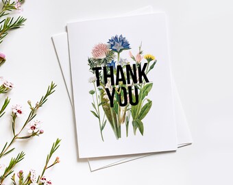 Thank You Card — Floral Greeting Card — Single Greeting Card