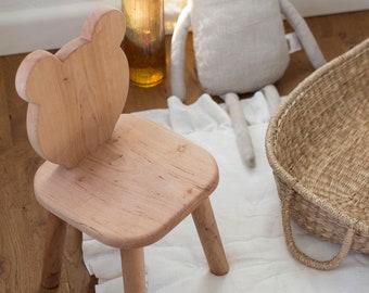 Chaise ours en bois, meubles pour enfants de haute qualité | naturel | fait main| chambre de bébé