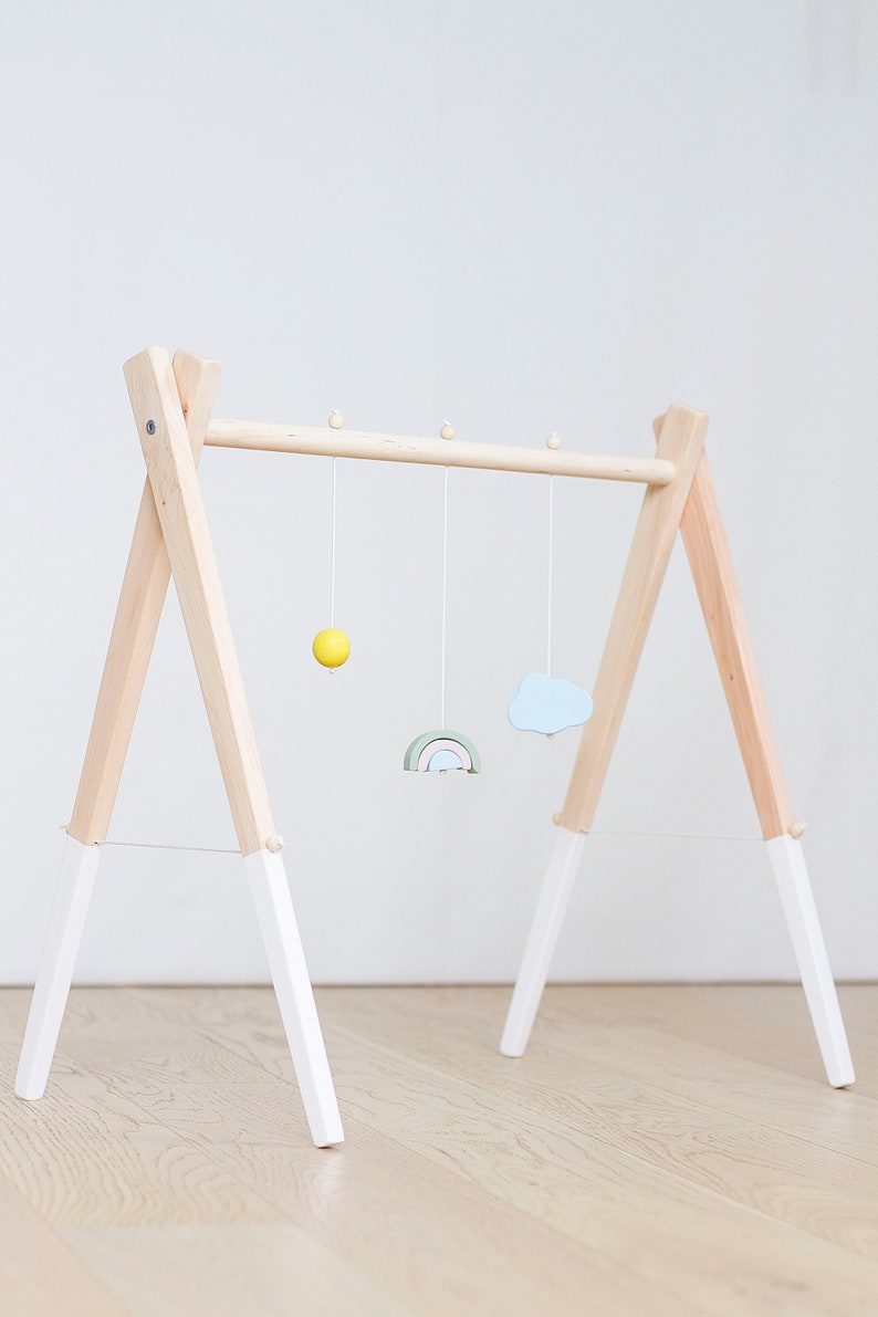 Wooden Baby Play Gym With Hanging Toys Activity Gym Baby Etsy
