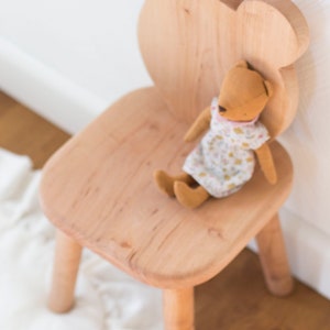 Chaise ours en bois, meubles pour enfants de haute qualité naturel fait main chambre de bébé image 5