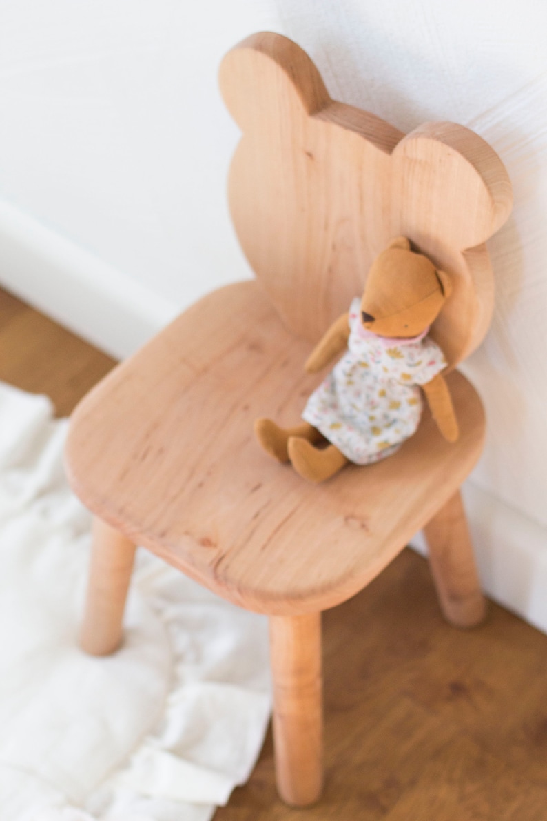 Chaise ours en bois, meubles pour enfants de haute qualité naturel fait main chambre de bébé image 5