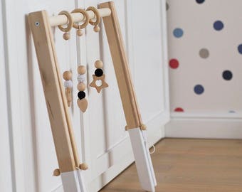 Wooden baby gym with three hangers - hanging toys | Activity gym | Baby toy | Nursery | Baby gift | Newborn gift | Natural | Wooden