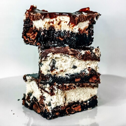 Vegan Cookie Dough Brownie Bars