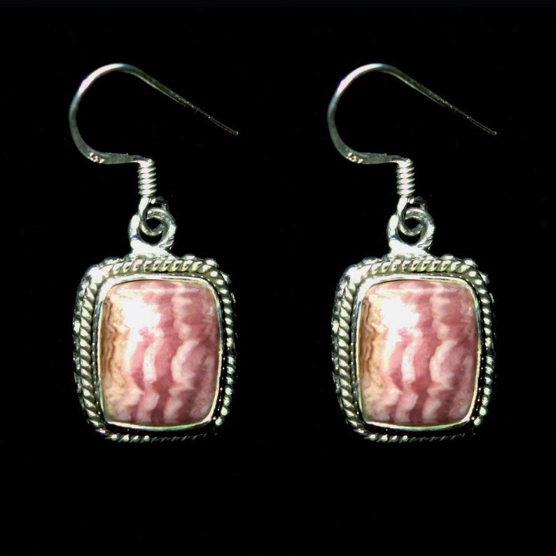 Valentines Gifts Rhodochrosite Earrings Oval earrings Pink Earrings Gemstone Earrings Gift for Her Pink Rhodochrosite Rhodochrosite