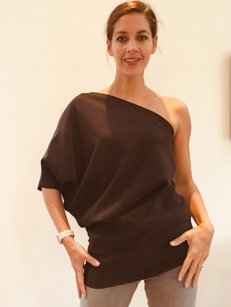 one shoulder top loose comfy Handmade cocktail top. Christmas One sleeve
